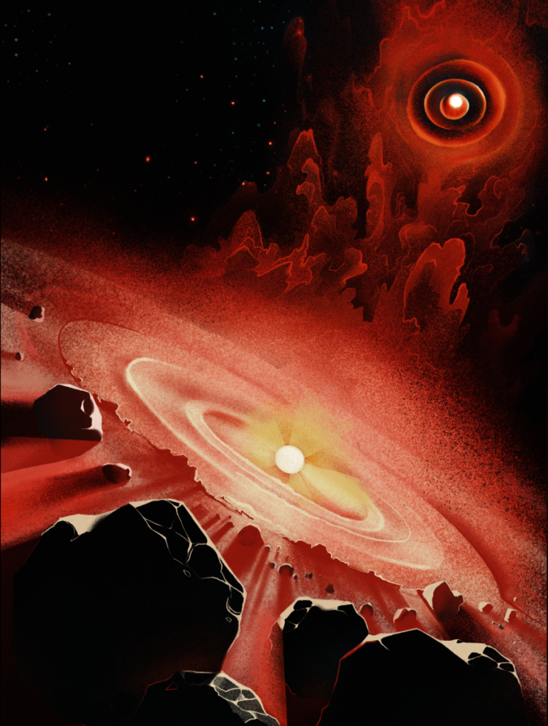 Artist Danielle Adams worked with paper author Guy Leckenby to create a depiction of an AGB star feeding the early Solar System